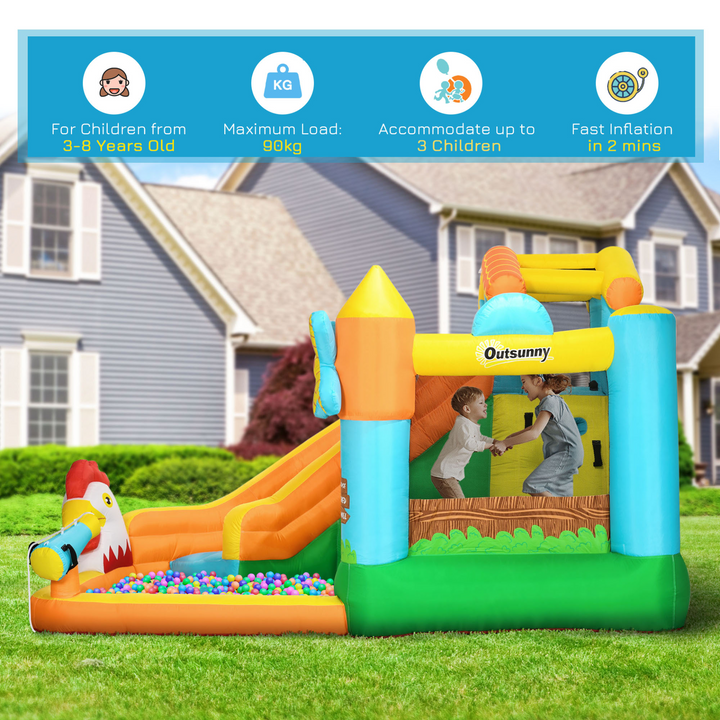 Farm Style Children's Bouncy Castle with Blower and Carry Bag | Fun Slide, Water Cannon, Trampoline, Climbing Wall | Quick Inflation | Safe and Durable for Ages 3-8 - Premium  from Home Treasures - Just £418.99! Shop now at Home Treasures