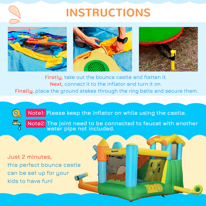 Farm Style Children's Bouncy Castle with Blower and Carry Bag | Fun Slide, Water Cannon, Trampoline, Climbing Wall | Quick Inflation | Safe and Durable for Ages 3-8 - Premium  from Home Treasures - Just £418.99! Shop now at Home Treasures