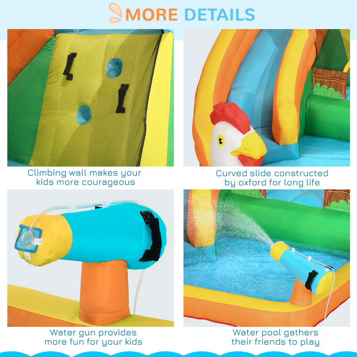 Farm Style Children's Bouncy Castle with Blower and Carry Bag | Fun Slide, Water Cannon, Trampoline, Climbing Wall | Quick Inflation | Safe and Durable for Ages 3-8 - Premium  from Home Treasures - Just £418.99! Shop now at Home Treasures