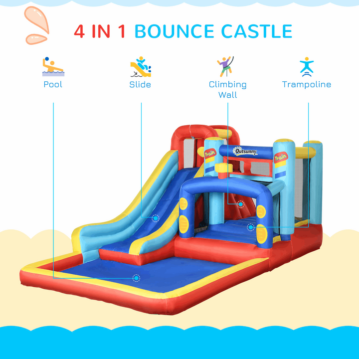 Children's 4-in-1 Bouncy Castle with Slide, Pool, Trampoline & Climbing Wall - Includes Blower for Quick Inflation - Premium  from Home Treasures - Just £367.99! Shop now at Home Treasures