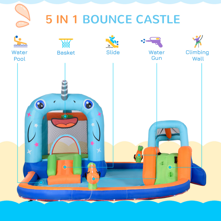 Children's Bouncy Castle w/ Blower & Carrybag (Narwhale Style) - Premium  from Home Treasures - Just £348.99! Shop now at Home Treasures