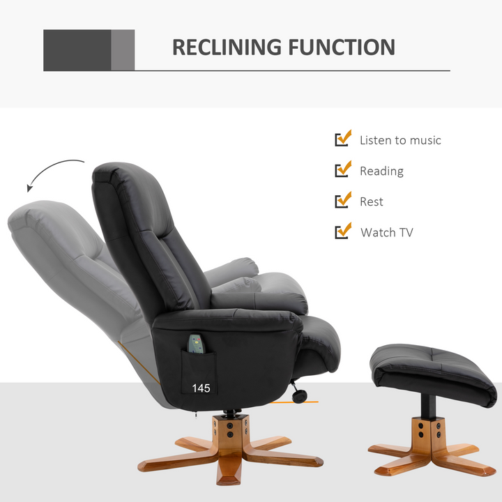 Luxurious Faux Leather Electric Massage Recliner Chair with Ottoman (Black) – Ultimate Comfort and Relaxation - Premium Chair from Home Treasures - Just £240.99! Shop now at Home Treasures