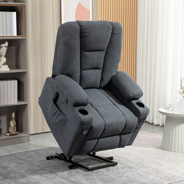 Oversized Lift Recliner Chair - Charcoal Grey, Fabric Upholstered with Remote Control, Side Pockets, and Cup Holder - Premium  from Home Treasures - Just £540.99! Shop now at Home Treasures