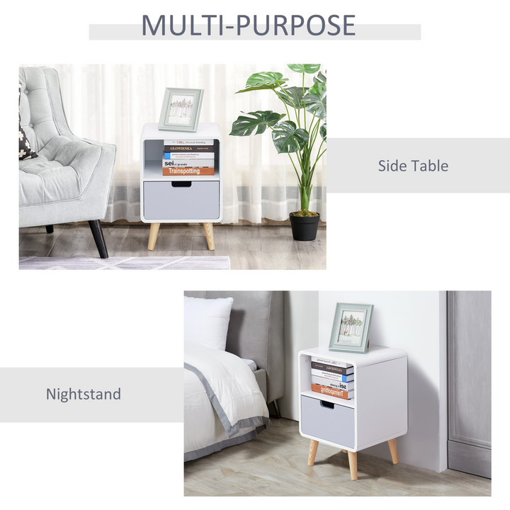 Wooden Bedside Table End Nightstand With Drawer - Scandinavian Nordic Style - Premium  from Home Treasures - Just £60.99! Shop now at Home Treasures