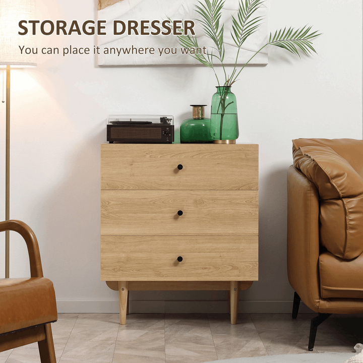 Natural Wood Chest of Drawers - Classic Oak Finish, 3 Spacious Drawers, Durable Pine Base - 80x70x40cm - Premium  from Home Treasures - Just £100.99! Shop now at Home Treasures