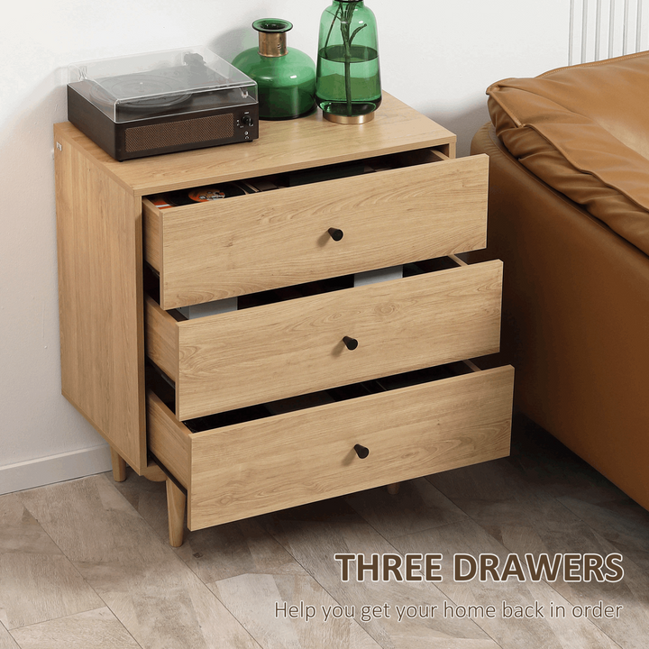 Natural Wood Chest of Drawers - Classic Oak Finish, 3 Spacious Drawers, Durable Pine Base - 80x70x40cm - Premium  from Home Treasures - Just £100.99! Shop now at Home Treasures