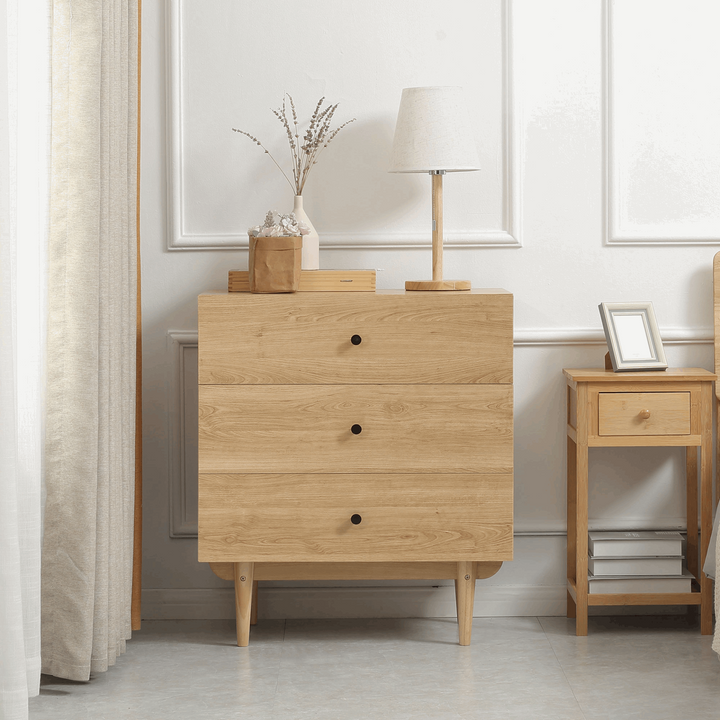 Natural Wood Chest of Drawers - Classic Oak Finish, 3 Spacious Drawers, Durable Pine Base - 80x70x40cm - Premium  from Home Treasures - Just £100.99! Shop now at Home Treasures