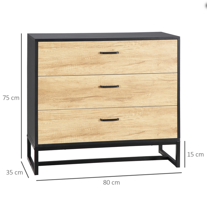 3-Drawer Storage Organiser Unit with Sturdy Steel Frame, Natural Finish - Perfect for Bedroom and Living Room - Premium  from Home Treasures - Just £92.99! Shop now at Home Treasures