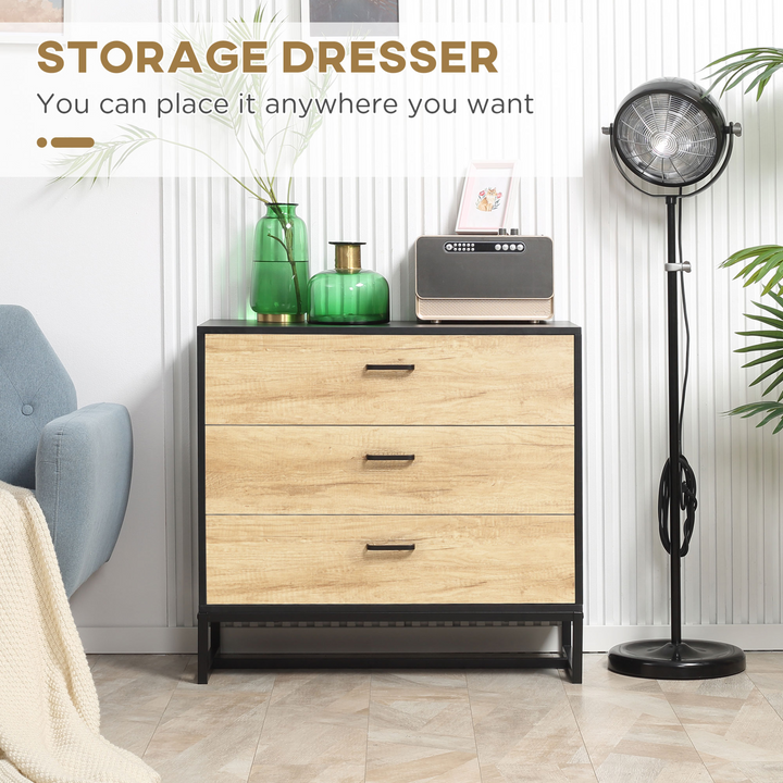 3-Drawer Storage Organiser Unit with Sturdy Steel Frame, Natural Finish - Perfect for Bedroom and Living Room - Premium  from Home Treasures - Just £92.99! Shop now at Home Treasures