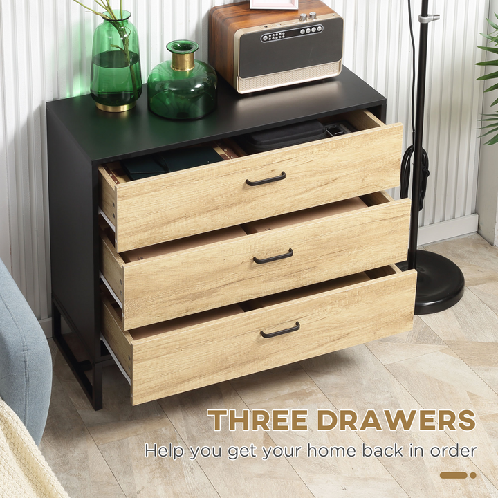 3-Drawer Storage Organiser Unit with Sturdy Steel Frame, Natural Finish - Perfect for Bedroom and Living Room - Premium  from Home Treasures - Just £92.99! Shop now at Home Treasures