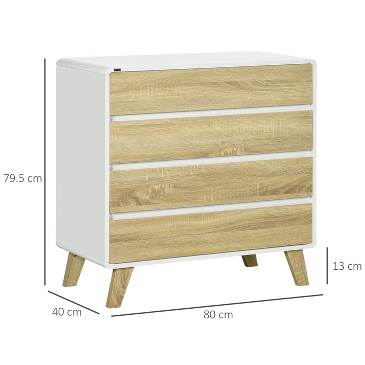 4-Drawer Chest of Drawers, Stylish Storage Cabinet with Sturdy Legs, Ideal for Bedroom and Living Room, White and Natural Finish - Premium  from Home Treasures - Just £108.99! Shop now at Home Treasures