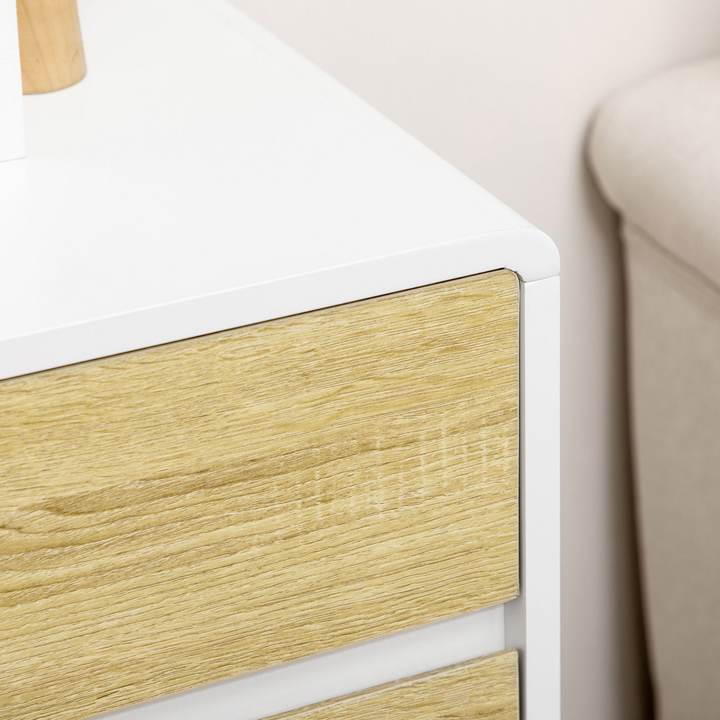 4-Drawer Chest of Drawers, Stylish Storage Cabinet with Sturdy Legs, Ideal for Bedroom and Living Room, White and Natural Finish - Premium  from Home Treasures - Just £108.99! Shop now at Home Treasures