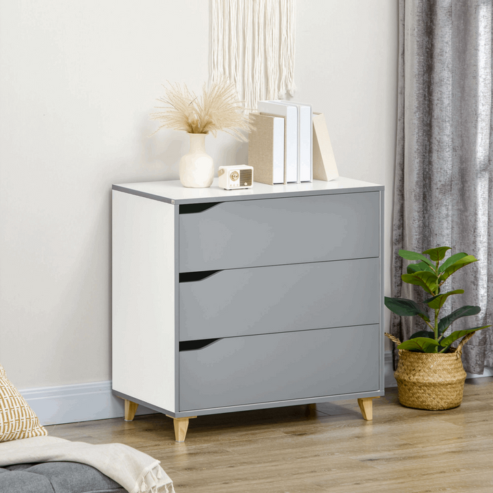 Stylish Grey Chest of Drawers with Pine Wood Legs – 75 x 75 x 42 cm | Modern Storage Solution - Premium  from Home Treasures - Just £105.99! Shop now at Home Treasures