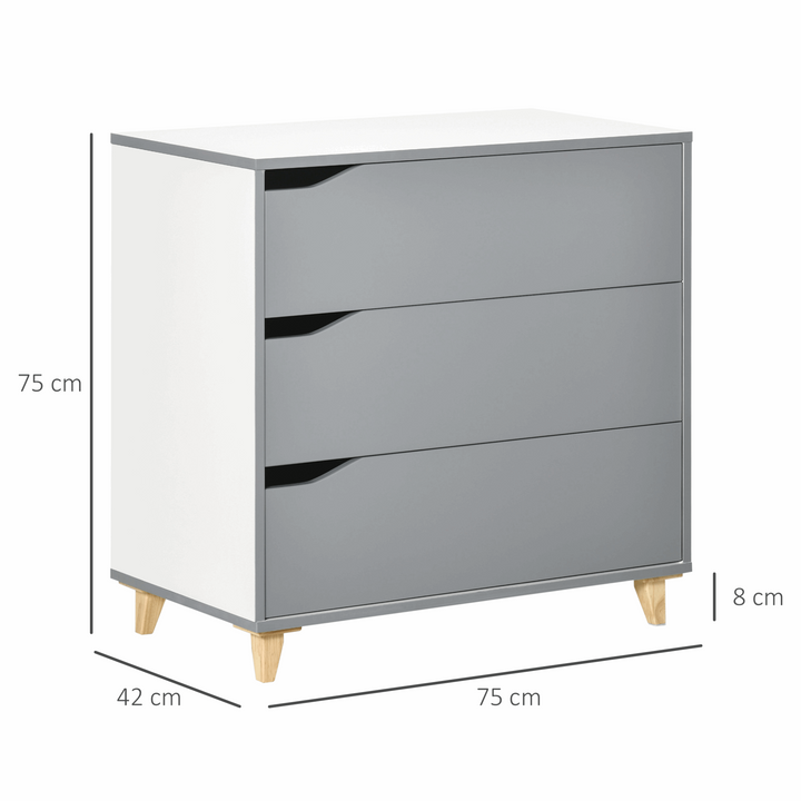 Stylish Grey Chest of Drawers with Pine Wood Legs – 75 x 75 x 42 cm | Modern Storage Solution - Premium  from Home Treasures - Just £105.99! Shop now at Home Treasures