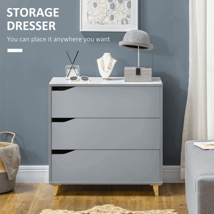 Stylish Grey Chest of Drawers with Pine Wood Legs – 75 x 75 x 42 cm | Modern Storage Solution - Premium  from Home Treasures - Just £105.99! Shop now at Home Treasures