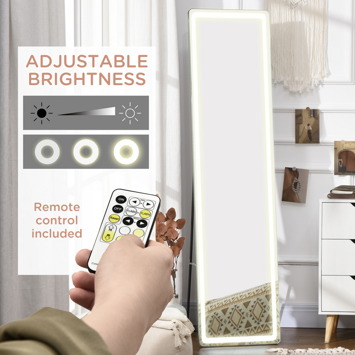 Full-Body Wall Hanging Mirror with Dimmable LED Lights & Remote Control - Adjustable Brightness, Multiple Light Hues, Freestanding or Wall-Mounted - Premium  from Home Treasures - Just £151.99! Shop now at Home Treasures