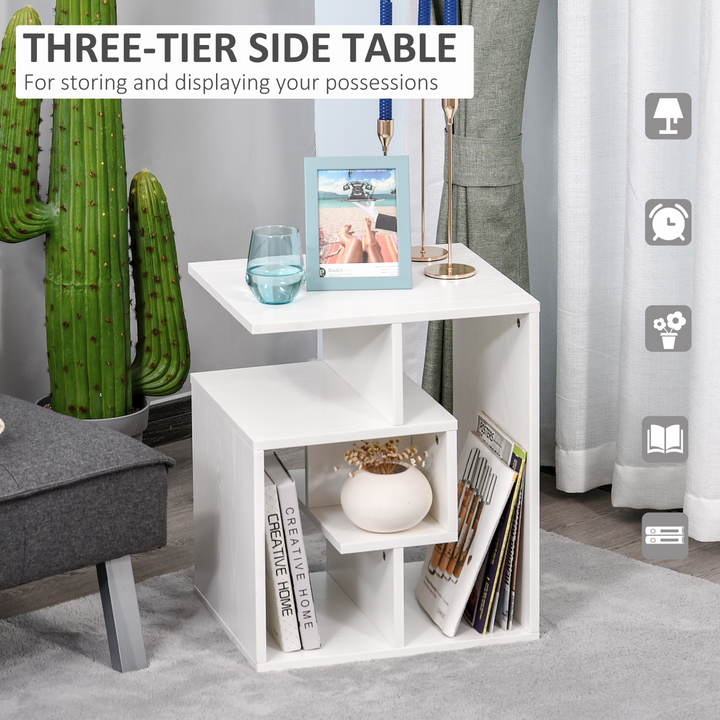 3-Tier Side Table with Open Storage Shelves - Stylish White Coffee Table Organizer for Living Room - Premium  from Home Treasures - Just £45.99! Shop now at Home Treasures