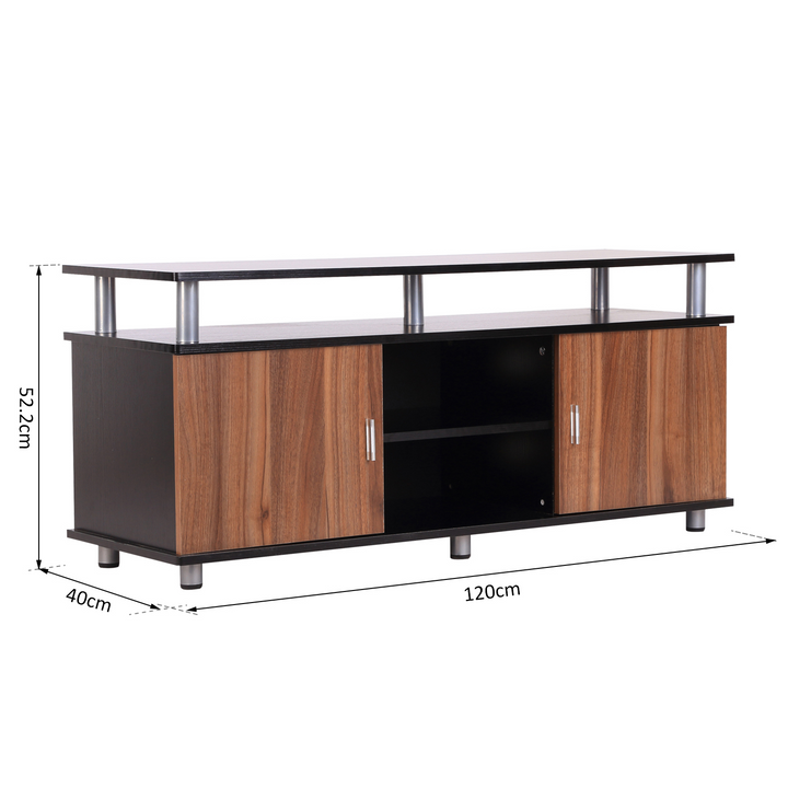 Modern Black & Walnut TV Cabinet Stand with Storage Shelf & Cupboards - Fits Up to 50" TVs - Premium  from Home Treasures - Just £93.99! Shop now at Home Treasures