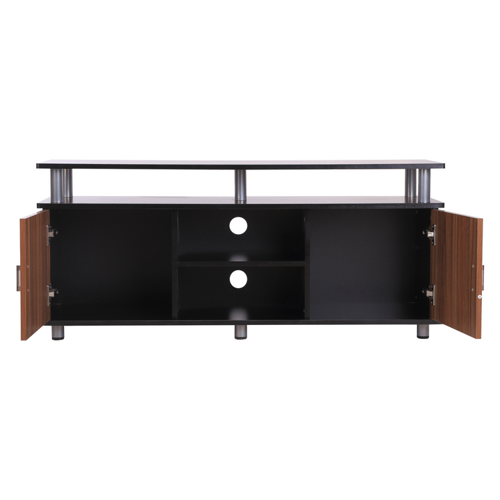 Modern Black & Walnut TV Cabinet Stand with Storage Shelf & Cupboards - Fits Up to 50" TVs - Premium  from Home Treasures - Just £93.99! Shop now at Home Treasures