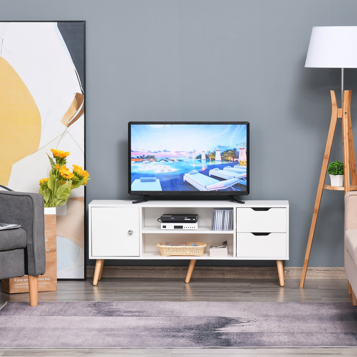 Modern White TV Stand for 50'' Flat Screen TVs - Console Cabinet with Storage Shelves, Drawers & Cable Management - Perfect for Living Room, Bedroom & Office - Premium  from Home Treasures - Just £76.99! Shop now at Home Treasures