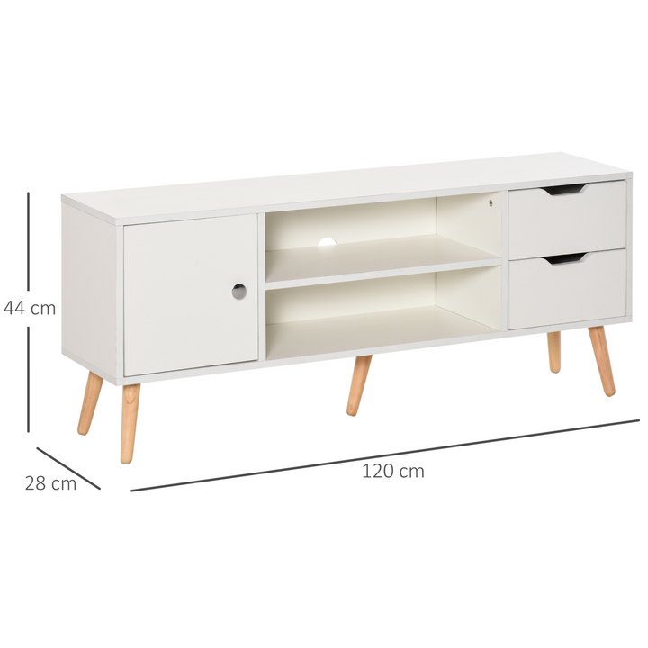 Modern White TV Stand for 50'' Flat Screen TVs - Console Cabinet with Storage Shelves, Drawers & Cable Management - Perfect for Living Room, Bedroom & Office - Premium  from Home Treasures - Just £76.99! Shop now at Home Treasures