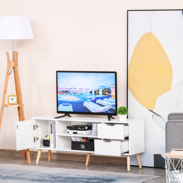 Modern White TV Stand for 50'' Flat Screen TVs - Console Cabinet with Storage Shelves, Drawers & Cable Management - Perfect for Living Room, Bedroom & Office - Premium  from Home Treasures - Just £76.99! Shop now at Home Treasures