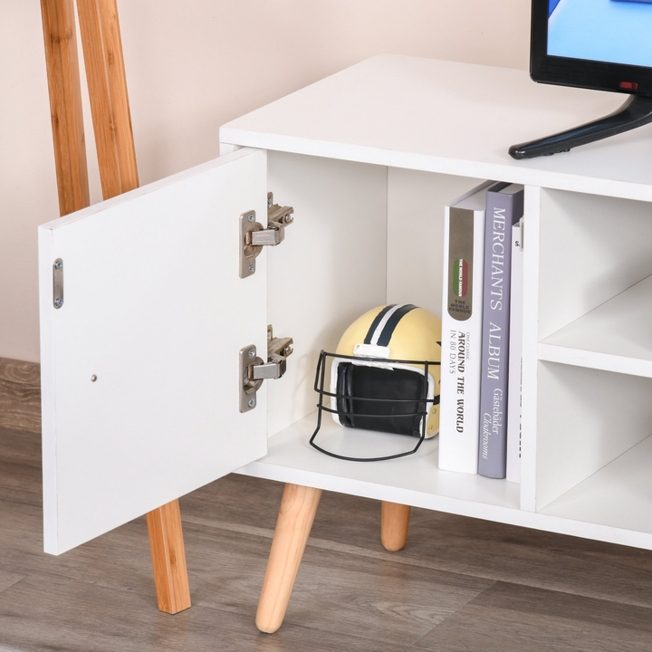 Modern White TV Stand for 50'' Flat Screen TVs - Console Cabinet with Storage Shelves, Drawers & Cable Management - Perfect for Living Room, Bedroom & Office - Premium  from Home Treasures - Just £76.99! Shop now at Home Treasures