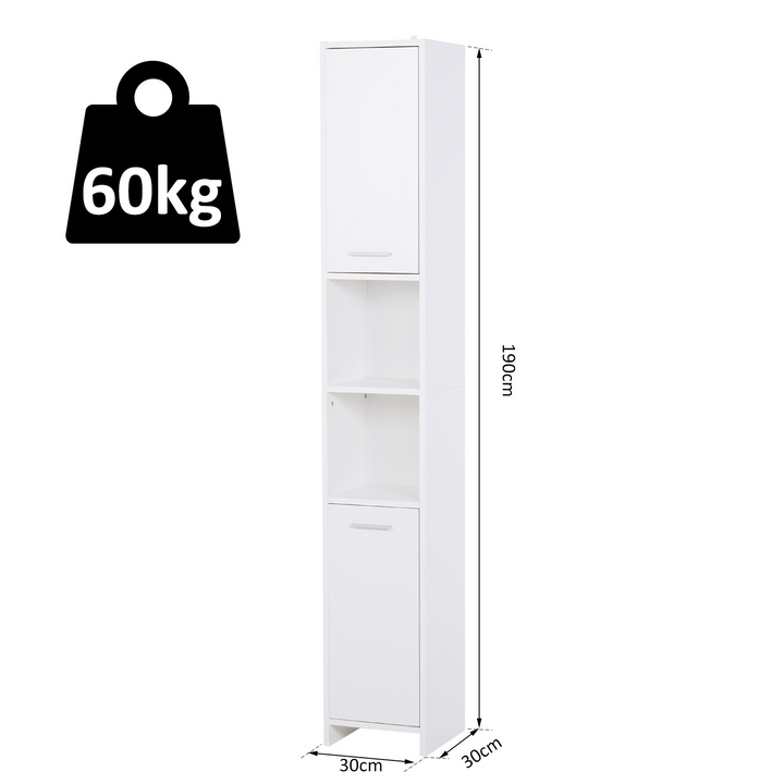 Slim Tallboy Bathroom Floor Storage Cabinet - Elegant White Cupboard with Adjustable Shelves for Multiple Rooms - Premium  from Home Treasures - Just £95.99! Shop now at Home Treasures