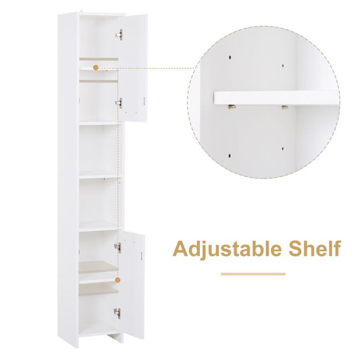 Slim Tallboy Bathroom Floor Storage Cabinet - Elegant White Cupboard with Adjustable Shelves for Multiple Rooms - Premium  from Home Treasures - Just £95.99! Shop now at Home Treasures