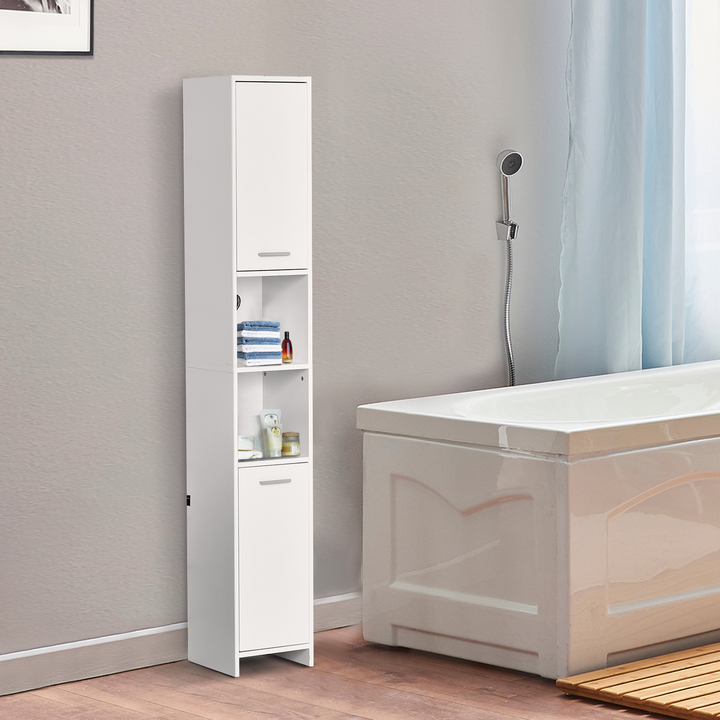 Slim Tallboy Bathroom Floor Storage Cabinet - Elegant White Cupboard with Adjustable Shelves for Multiple Rooms - Premium  from Home Treasures - Just £95.99! Shop now at Home Treasures