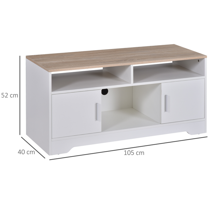 Modern TV Unit with Shelves - Contemporary Design, White Finish, 117 x 52 x 14cm - Perfect for Any Living Room - Premium  from Home Treasures - Just £95.99! Shop now at Home Treasures