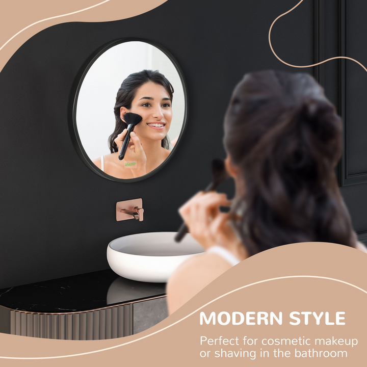 Modern Round Bathroom Mirror, Wall-mounted Vanity Mirror with Durable Aluminium Frame, Black, 40x40 cm – Ideal for Bedroom, Living Room, and Entryways - Premium  from Home Treasures - Just £34.99! Shop now at Home Treasures