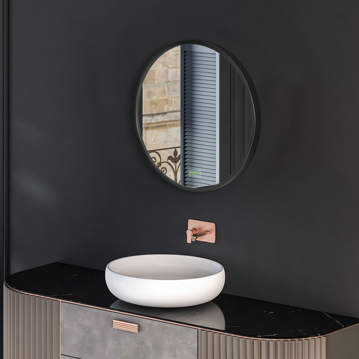 Modern Round Bathroom Mirror, Wall-mounted Vanity Mirror with Durable Aluminium Frame, Black, 40x40 cm – Ideal for Bedroom, Living Room, and Entryways - Premium  from Home Treasures - Just £34.99! Shop now at Home Treasures