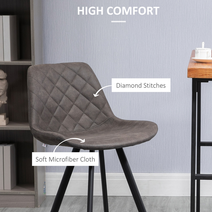 Set of 2 Vintage Bar Stools with Quilted Microfiber Cloth Tub Seats - Comfortable Padded Cushions and Sturdy Steel Frame - Dark Grey - Premium  from Home Treasures - Just £124.99! Shop now at Home Treasures