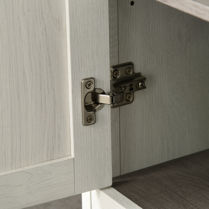 Antique White Tall Bathroom Storage Cabinet with Adjustable Shelves | Elegant Freestanding Tower with 3 Open Shelves and Bottom Cupboard - Premium  from Home Treasures - Just £75.99! Shop now at Home Treasures