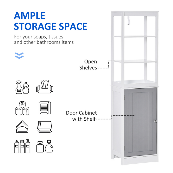 Tall Bathroom Cabinet - Free Standing Slimline Cupboard Tallboy Unit - Versatile Storage Organizer for Bathroom, Living Room, Kitchen - Premium  from Home Treasures - Just £71.99! Shop now at Home Treasures