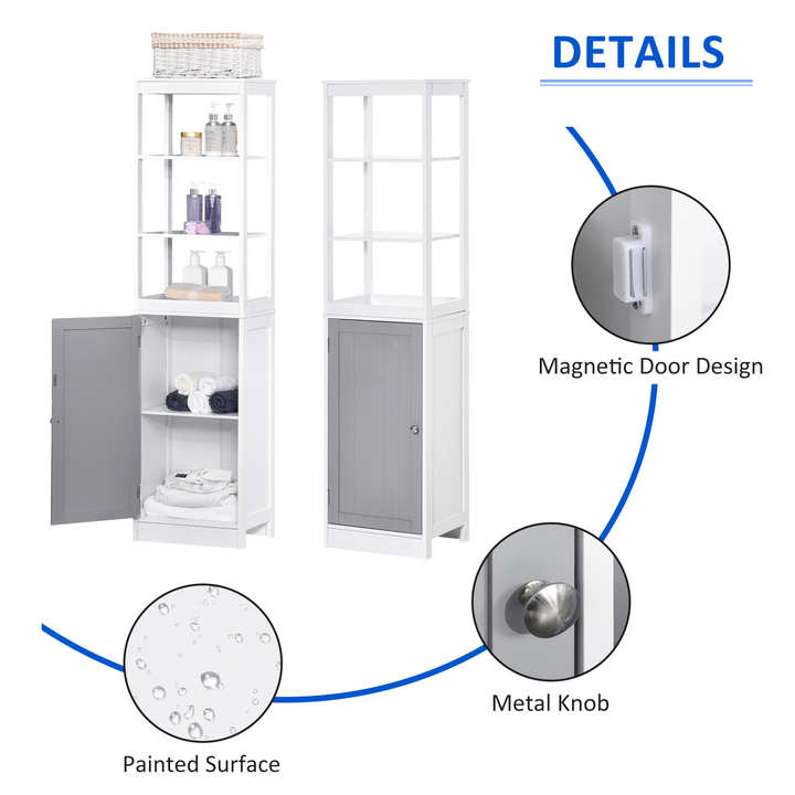 Tall Bathroom Cabinet - Free Standing Slimline Cupboard Tallboy Unit - Versatile Storage Organizer for Bathroom, Living Room, Kitchen - Premium  from Home Treasures - Just £71.99! Shop now at Home Treasures