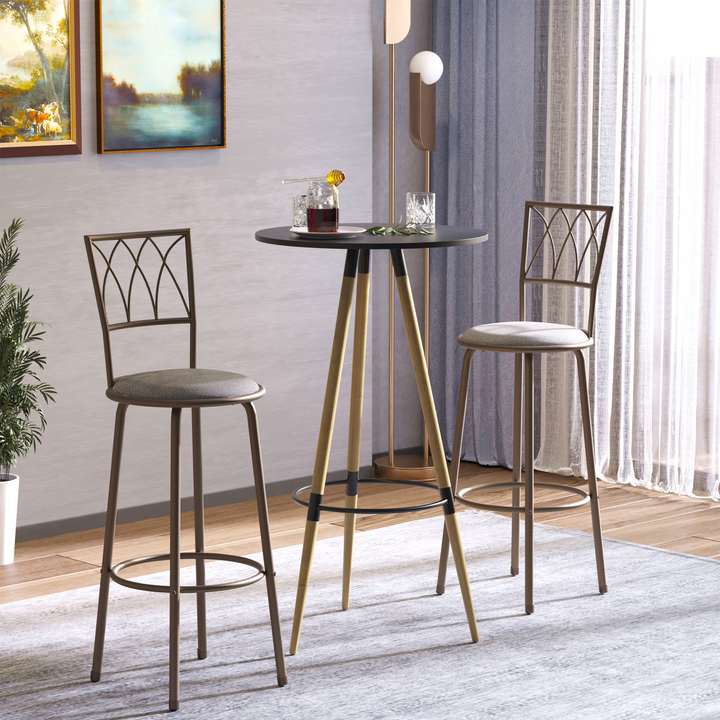 Set of 2 Swivel Armless Bar Chairs with Upholstered Metal Frame, Backrest & Footrest - Bronze Finish | Stylish & Durable Barstools for Home or Bar - Premium  from Home Treasures - Just £98.99! Shop now at Home Treasures