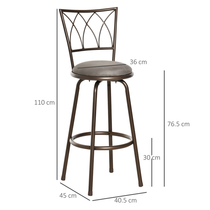 Set of 2 Swivel Armless Bar Chairs with Upholstered Metal Frame, Backrest & Footrest - Bronze Finish | Stylish & Durable Barstools for Home or Bar - Premium  from Home Treasures - Just £98.99! Shop now at Home Treasures