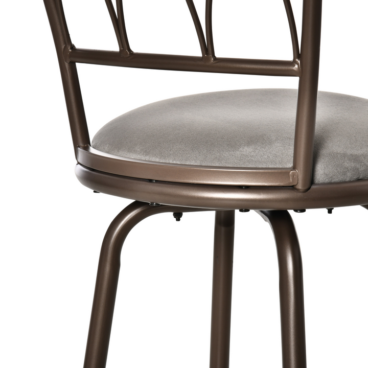 Set of 2 Swivel Armless Bar Chairs with Upholstered Metal Frame, Backrest & Footrest - Bronze Finish | Stylish & Durable Barstools for Home or Bar - Premium  from Home Treasures - Just £98.99! Shop now at Home Treasures