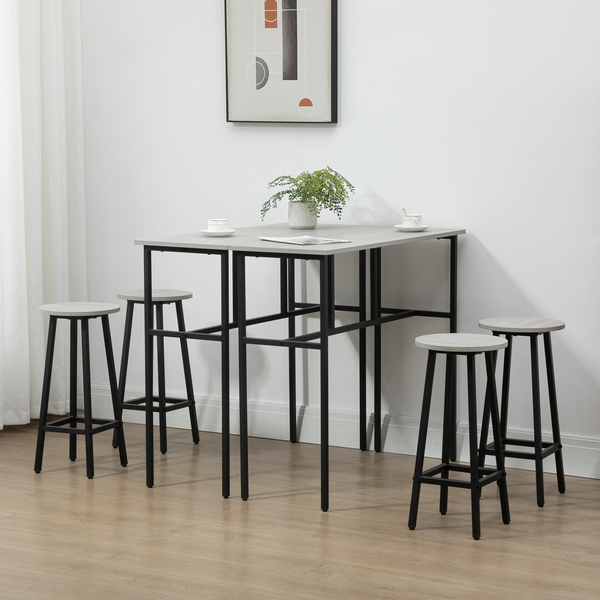 6-Piece Bar Table Set with 2 Breakfast Tables & 4 Stools, Counter Height Dining Tables & Chairs for Kitchen & Living Room, Grey - Premium  from Home Treasures - Just £152.99! Shop now at Home Treasures