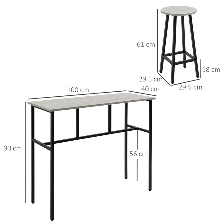 6-Piece Bar Table Set with 2 Breakfast Tables & 4 Stools, Counter Height Dining Tables & Chairs for Kitchen & Living Room, Grey - Premium  from Home Treasures - Just £152.99! Shop now at Home Treasures