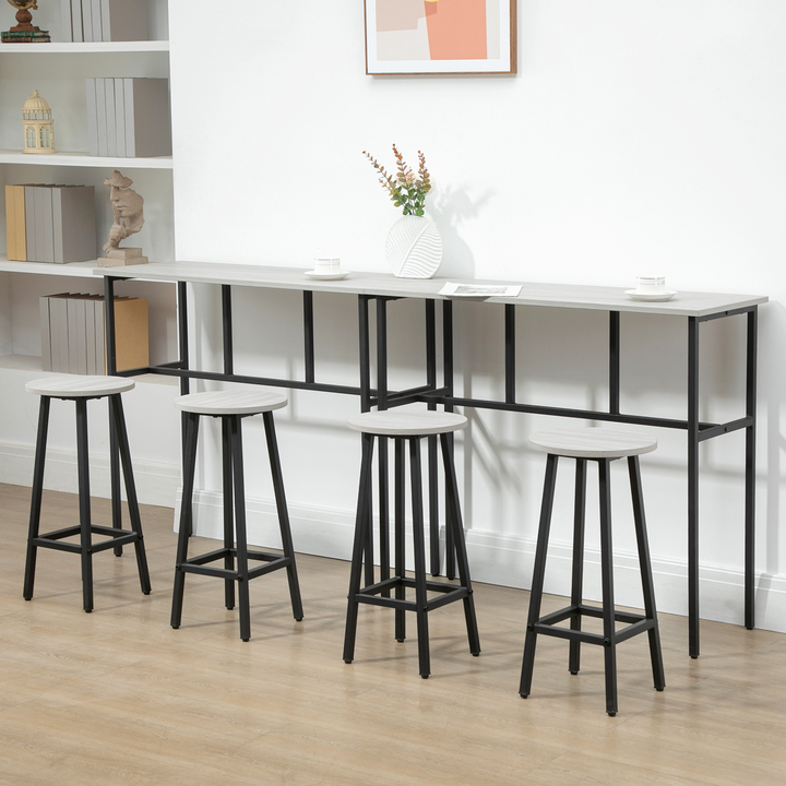 6-Piece Bar Table Set with 2 Breakfast Tables & 4 Stools, Counter Height Dining Tables & Chairs for Kitchen & Living Room, Grey - Premium  from Home Treasures - Just £152.99! Shop now at Home Treasures