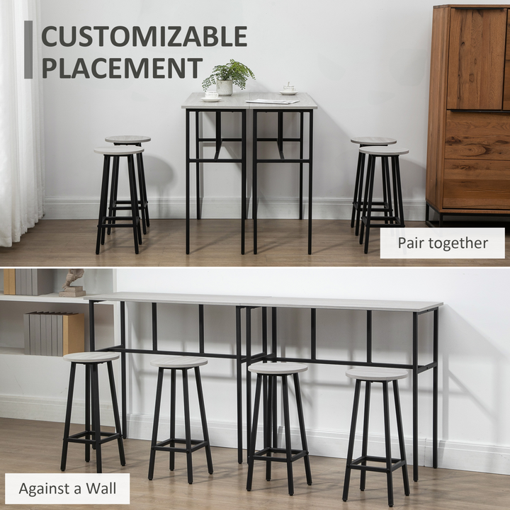 6-Piece Bar Table Set with 2 Breakfast Tables & 4 Stools, Counter Height Dining Tables & Chairs for Kitchen & Living Room, Grey - Premium  from Home Treasures - Just £152.99! Shop now at Home Treasures