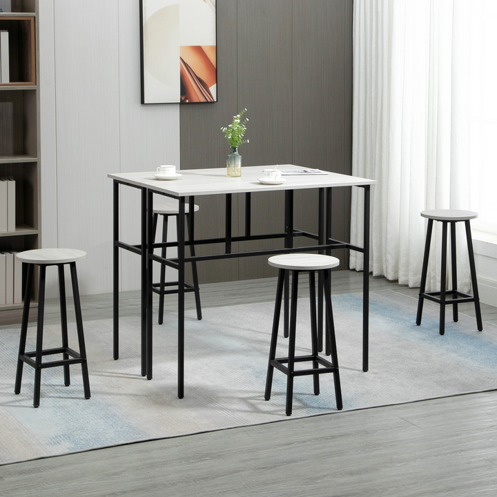 6-Piece Bar Table Set with 2 Breakfast Tables & 4 Stools, Counter Height Dining Tables & Chairs for Kitchen & Living Room, Grey - Premium  from Home Treasures - Just £152.99! Shop now at Home Treasures