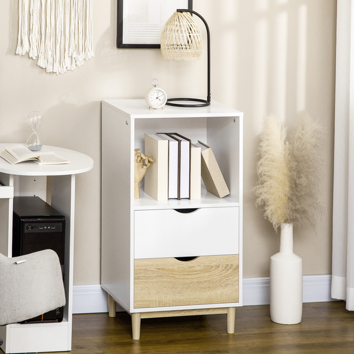 Modern Bookcase with Drawers & Open Shelf - White & Natural, 93 x 48 x 40cm | Sturdy and Stylish Storage Solution - Premium  from Home Treasures - Just £81.99! Shop now at Home Treasures