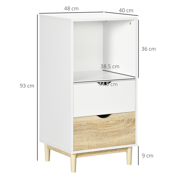 Modern Bookcase with Drawers & Open Shelf - White & Natural, 93 x 48 x 40cm | Sturdy and Stylish Storage Solution - Premium  from Home Treasures - Just £81.99! Shop now at Home Treasures