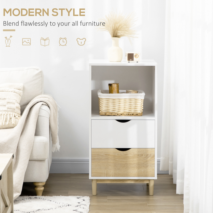 Modern Bookcase with Drawers & Open Shelf - White & Natural, 93 x 48 x 40cm | Sturdy and Stylish Storage Solution - Premium  from Home Treasures - Just £81.99! Shop now at Home Treasures