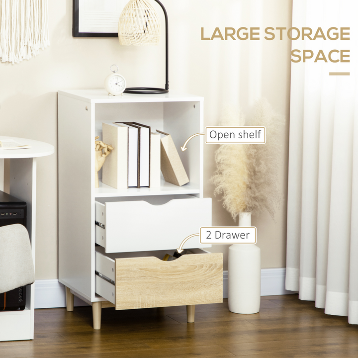 Modern Bookcase with Drawers & Open Shelf - White & Natural, 93 x 48 x 40cm | Sturdy and Stylish Storage Solution - Premium  from Home Treasures - Just £81.99! Shop now at Home Treasures