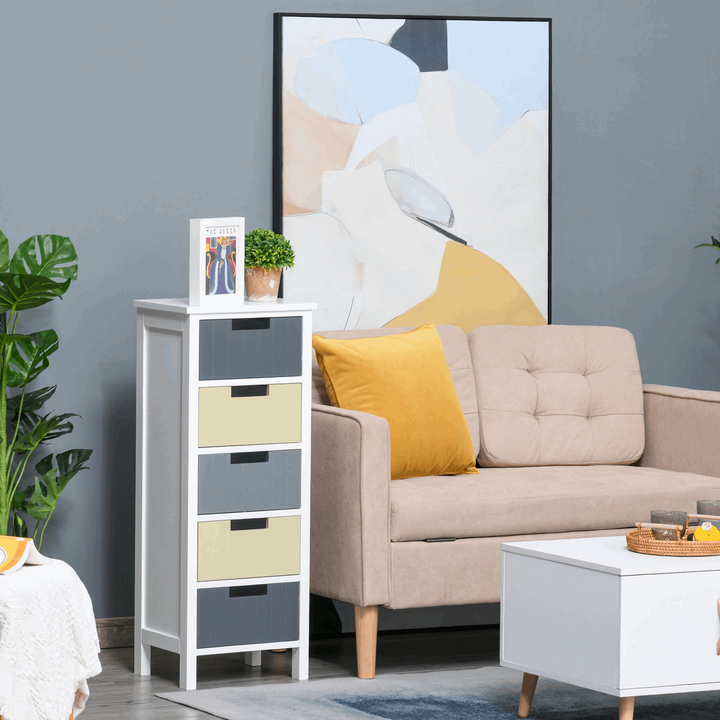 Multi-Coloured Chest of Drawers with Wood Top - Stylish Storage Solution (90 x 35 x 28cm) - Premium  from Home Treasures - Just £73.99! Shop now at Home Treasures